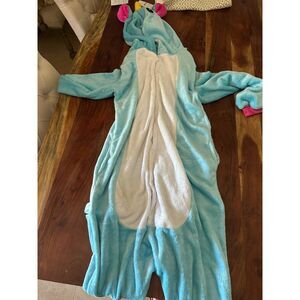 Unicorn Plush Onesie Pajama Costume – Blue with Hood